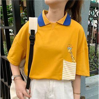 Giraffe Elbow-sleeve Polo Shirt