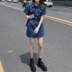 Short-sleeve Pocket Denim Dress