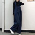 Wide Leg Denim Dungaree Dark Blue - One Size