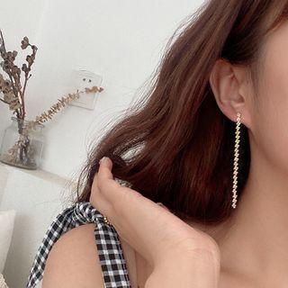 Rhinestone Chained Earring 1 Pair - Rhinestone Chained Earring - One Size