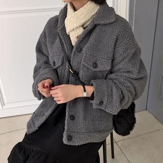 Dual-pocket Buttoned Fleece Jacket