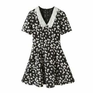 Floral Printed Short-sleeve V-neck Dress