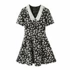 Floral Printed Short-sleeve V-neck Dress