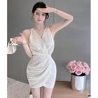 Sleeveless V-neck Plain Mini Dress