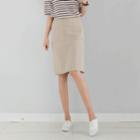 Band-waist Pocket-front H-line Skirt
