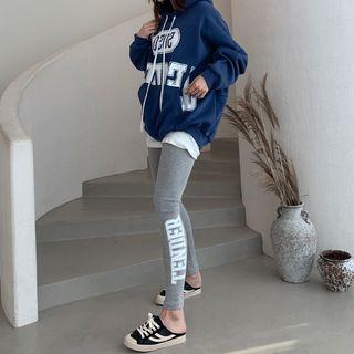 Set: Hooded Printed Sweatshirt + Letter Print Leggings
