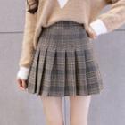 Plaid Mini A-line Pleated Skirt