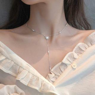 925 Sterling Silver Rhinestone Star Y Choker As Shown In Figure - One Size