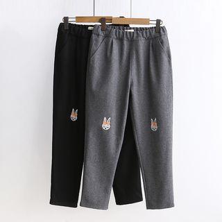 Rabbit Embroidered Harem Pants