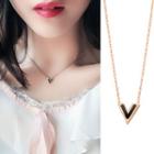 Stainless Steel V Pendant Necklace Rose Gold - One Size