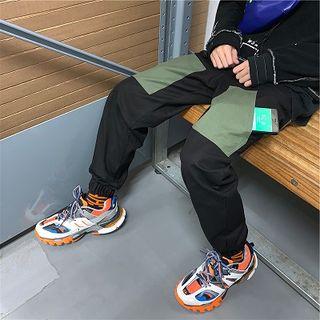 Color Panel Straight-leg Pants