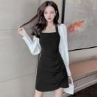 Puff-sleeve Square-neck Irregular Dress