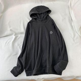 Long Sleeve Embroidered Hoodie Dark Gray - One Size