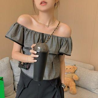 Off-shoulder Ruffle Top Gray - One Size