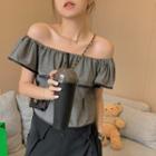 Off-shoulder Ruffle Top Gray - One Size
