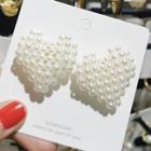 Faux Pearl Heart Stud Earring 1 Pair - As Shown In Figure - One Size