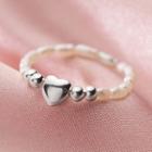 925 Sterling Silver Heart Faux Pearl Ring White Pearl - Silver - One Size
