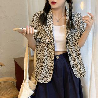 Elbow-sleeve Floral Print Shirt / Midi A-line Skirt