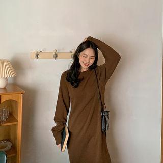 Boxy Long Woolen Knit Dress