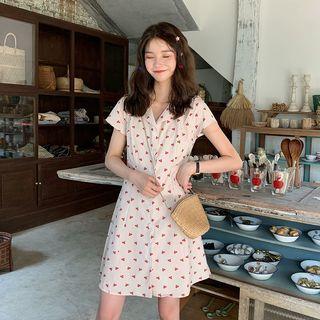 Cherry Short-sleeve A-line Shirt Dress