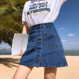 Mini Denim Button Skirt