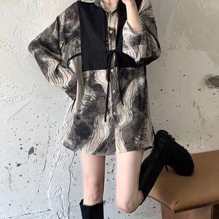 Tie-dyed Shirt / Knit Shawl
