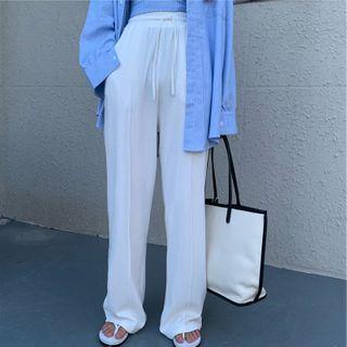 Wide-leg Pants / Spaghetti Strap Top / Long-sleeve Shirt / Set