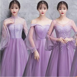 Off Shoulder/ Long Sleeve/ 3/4 Sleeve Bridesmaid Dress
