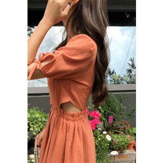 Slit-waist A-line Long Dress