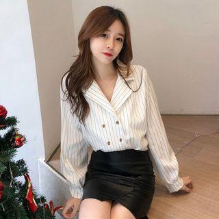 Double Breasted Striepd Top