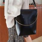 Faux-leather Metal-trim Shoulder Bag