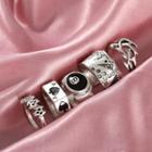 Set Of 5: Alloy Ring (various Designs) 54404 - Silver - One Size