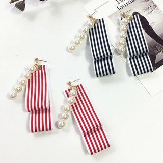 Striped Faux-pearl Drop Earring