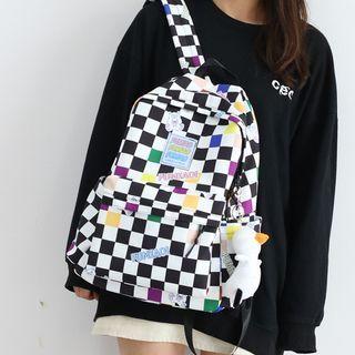 Checkerboard Zip Backpack