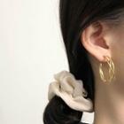 Layered Hoop Drop Earring 1 Pair - 925 Silver - Huggy Earring - Gold - One Size