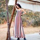 Strappy Patterned Maxi Dress As Shown In Figure - One Size