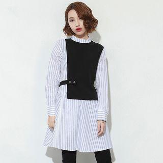 Mock Two Piece Long Blouse