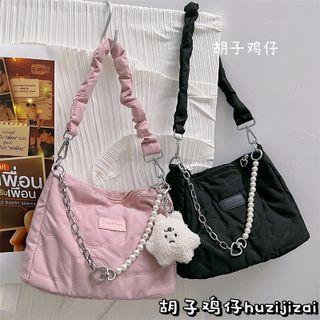 Heart Embroidered Shoulder Bag / Bag Charm / Set
