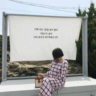 Puff-sleeve Checked Shirtdress