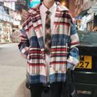 Long Sleeve Plaid Wool Jacket