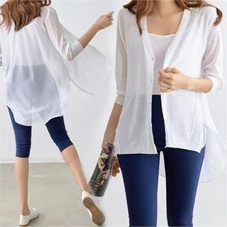 V-neck Chiffon-panel Cardigan