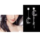 Non-matching Rhinestone Crescent Drop Earring 1 Pair - As Shown In Figure - One Size
