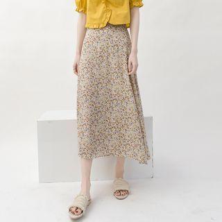 Floral Chiffon Midi A-line Skirt As Shown In Figure - One Size