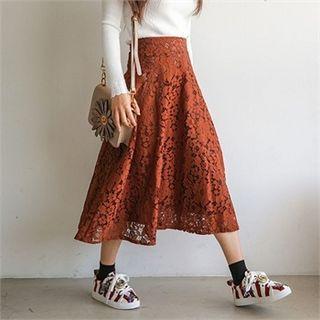 Lace Midi Flare Skirt