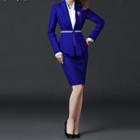 Tie-neck Blouse / Pencil Skirt / Shawl Lapel Blazer / Set