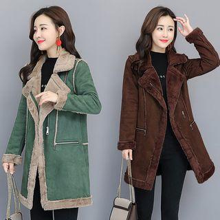 Faux Shearling Panel Zip Jacket