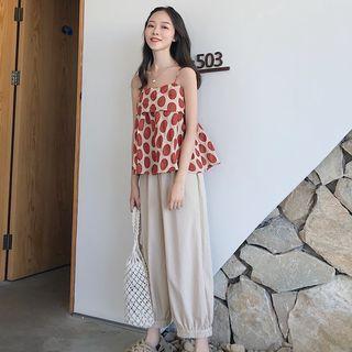 Set: Dotted Camisole + Straight Cut Pants