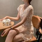 Sequined Sleeveless Midi A-line Dress / Short-sleeve Playsuit