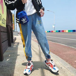 Striped Cropped Slim-fit Jeans