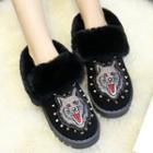 Animal Applique Studded Short Snow Boots